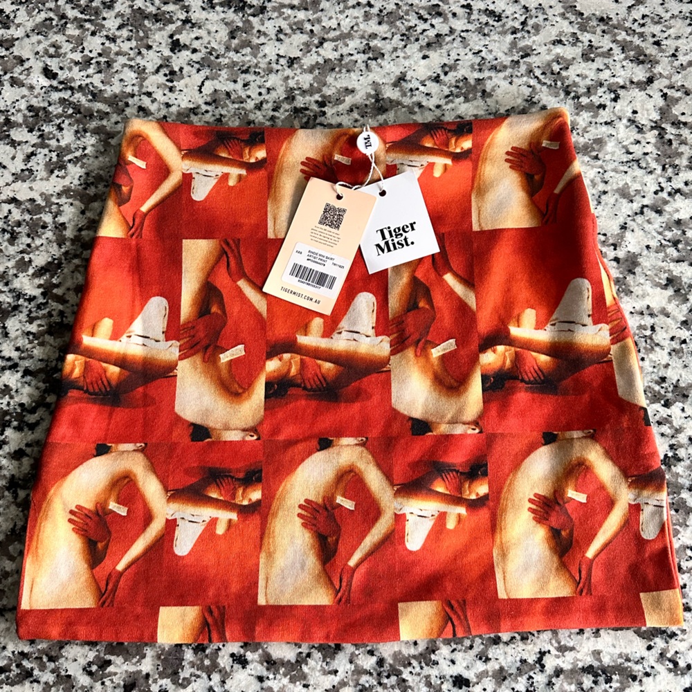 Tiger Mist Orange Graphic Mini Skirt